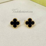 Van Cleef & Arpels Vintage Alhambra Earrings Yellow Gold Onyx