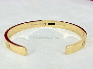 Cartier Love Cuff Bracelet Yellow Gold Size 17 1 Diamond