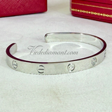 Cartier Love Cuff Bracelet White Gold Size 19 1 Diamond