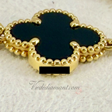 Van Cleef Arpels Vintage Alhambra 5 Motif Onyx Bracelet Yellow Gold