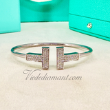 Tiffany & Co T Wire Wide White Gold Diamonds Medium