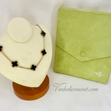 Van Cleef Arpels Vintage Alhambra 10 Motif Onyx Necklace Yellow Gold
