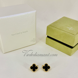 Van Cleef & Arpels Vintage Alhambra Earrings Yellow Gold Onyx