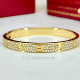 Cartier Love Bracelet Yellow Gold Size 16 Pave Diamond