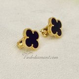 Van Cleef & Arpels Vintage Alhambra Earrings Yellow Gold Onyx