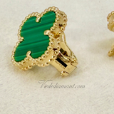 Van Cleef & Arpels Vintage Alhambra Earrings Yellow Gold Malachite