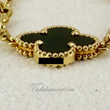 Van Cleef Arpels Vintage Alhambra 10 Motif Onyx Necklace Yellow Gold