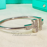 Tiffany & Co T Wire Wide White Gold Diamonds Medium