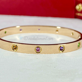 Cartier Love Bracelet Rose Gold Size 18 10 Rainbow Gemstone