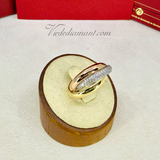 Cartier Trinity Ring Multi Tone Gold Half Pave Diamond Size 55