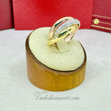 Cartier Trinity Ring Multi Tone Gold Half Pave Diamond Size 55
