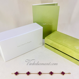 Van Cleef Arpels Vintage Alhambra 5 Motif Carnelian Bracelet Yellow Gold
