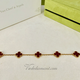 Van Cleef Arpels Vintage Alhambra 5 Motif Carnelian Bracelet Yellow Gold