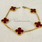 Van Cleef Arpels Vintage Alhambra 5 Motif Carnelian Bracelet Yellow Gold