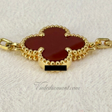 Van Cleef Arpels Vintage Alhambra 5 Motif Carnelian Bracelet Yellow Gold