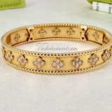 Van Cleef Arpels Perlée Clover Diamonds Bracelet Rose Gold Small