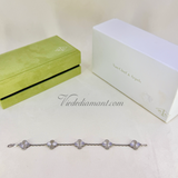 Van Cleef Arpels Vintage Alhambra 5 Motif Guilloché Bracelet White Gold
