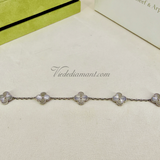 Van Cleef Arpels Vintage Alhambra 5 Motif Guilloché Bracelet White Gold