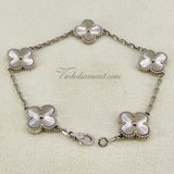 Van Cleef Arpels Vintage Alhambra 5 Motif Guilloché Bracelet White Gold