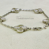Van Cleef Arpels Vintage Alhambra 5 Motif Guilloché Bracelet White Gold