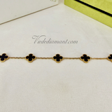 Van Cleef Arpels Vintage Alhambra 5 Motif Onyx Bracelet Yellow Gold
