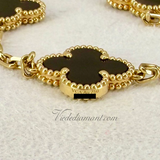 Van Cleef Arpels Vintage Alhambra 5 Motif Onyx Bracelet Yellow Gold