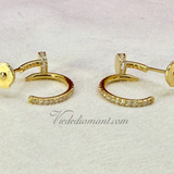 Cartier Juste Un Clou Earrings Yellow Gold Pave Diamond