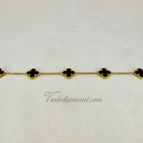 Van Cleef Arpels Vintage Alhambra 5 Motif Onyx Bracelet Yellow Gold