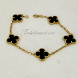 Van Cleef Arpels Vintage Alhambra 5 Motif Onyx Bracelet Yellow Gold