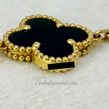 Van Cleef Arpels Vintage Alhambra 5 Motif Onyx Bracelet Yellow Gold
