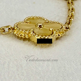 Van Cleef Arpels Vintage Alhambra 5 Motif Guilloché Bracelet Yellow Gold