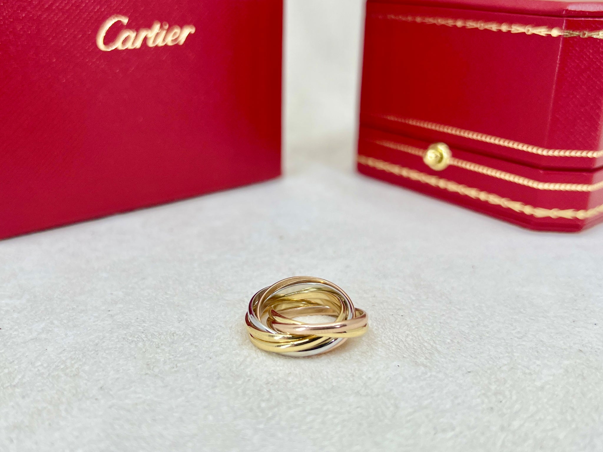 CARTIER Vintage 18k Gold Tri-Color Trinity Size 7 Band Ring-